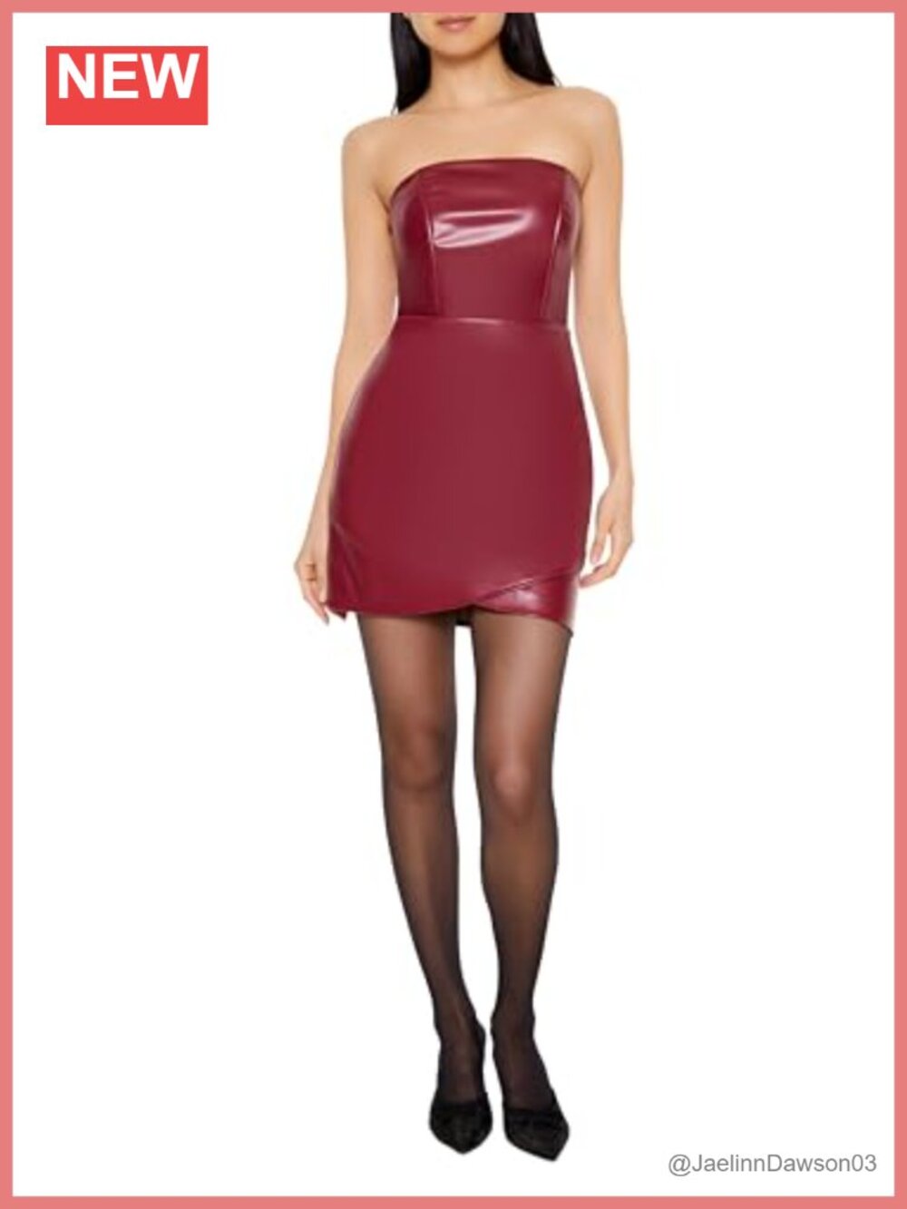 Faux Leather Mini Tube Dress Straight Neck Bodycon Club Party Dress